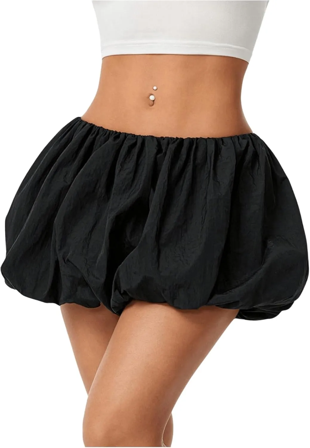 Milumia Girl's Ruffle Hem Low Waisted Pleated Mini Skirts Puffy Short Bubble Skirt