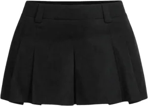 Milumia Women's High Waisted Zipper A Line Ruffle Hem Pleated Mini Skirts