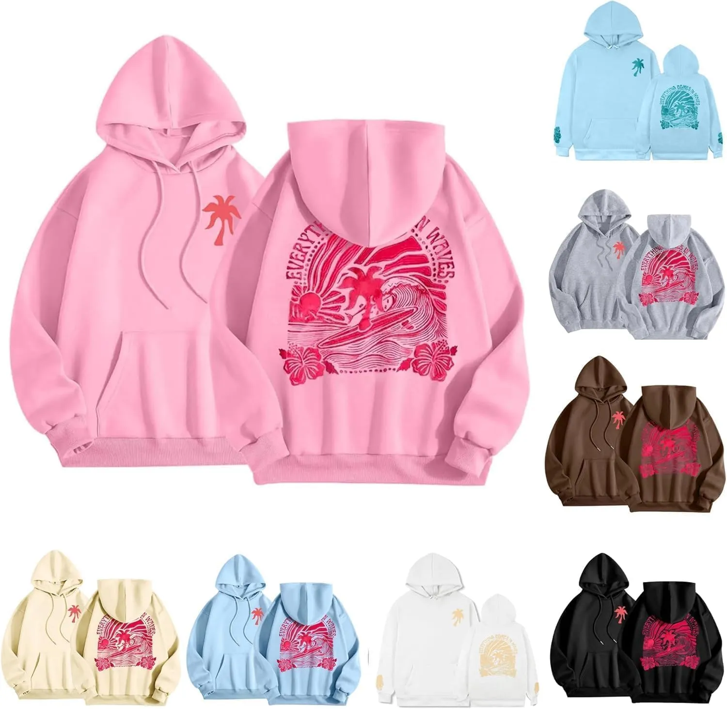 MOLERFO Women Y2k Graphic Hoodies Preppy Hoodie Oversized Sweatshirts Pullover Sweater Hooded