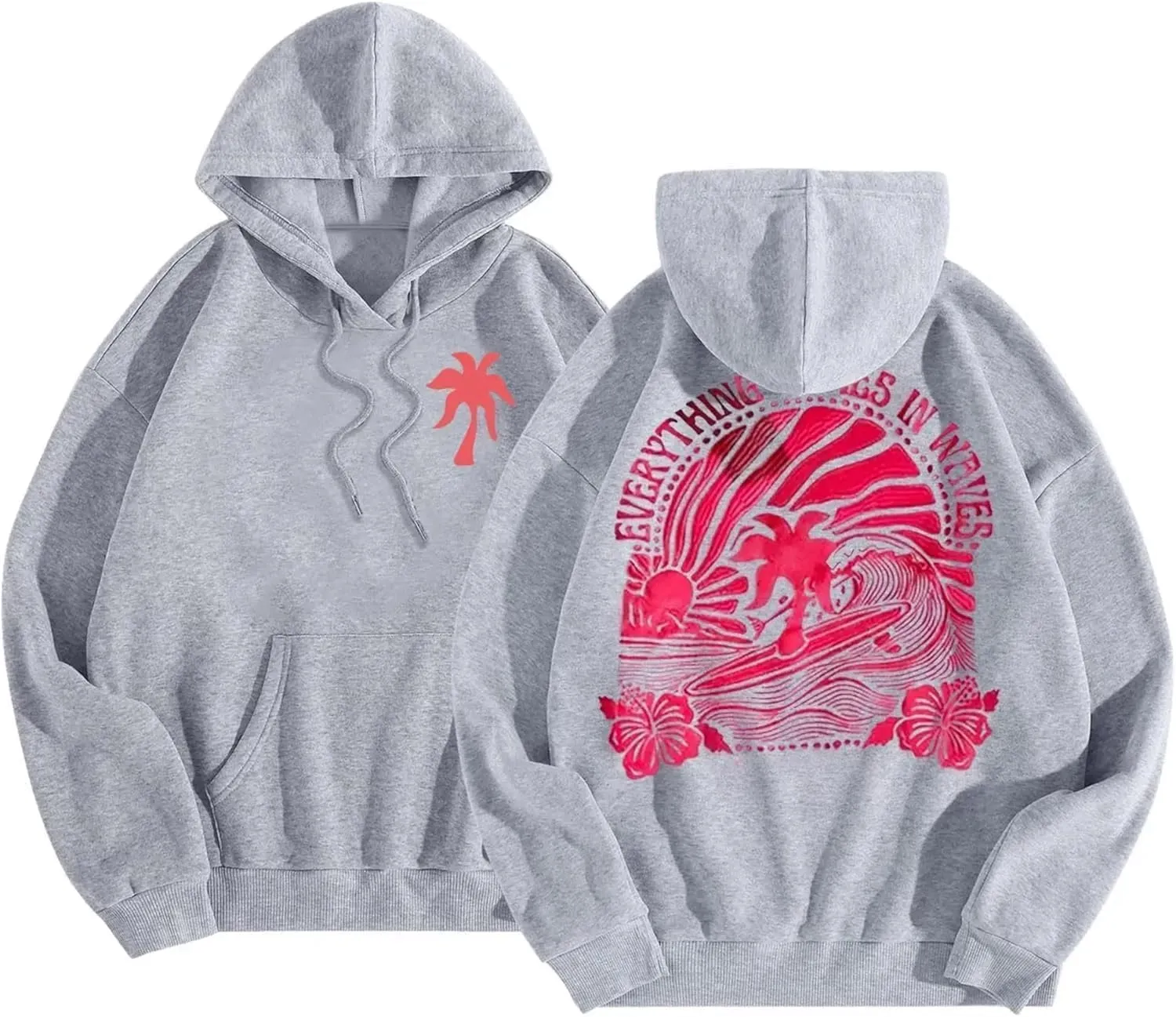 MOLERFO Women Y2k Graphic Hoodies Preppy Hoodie Oversized Sweatshirts Pullover Sweater Hooded