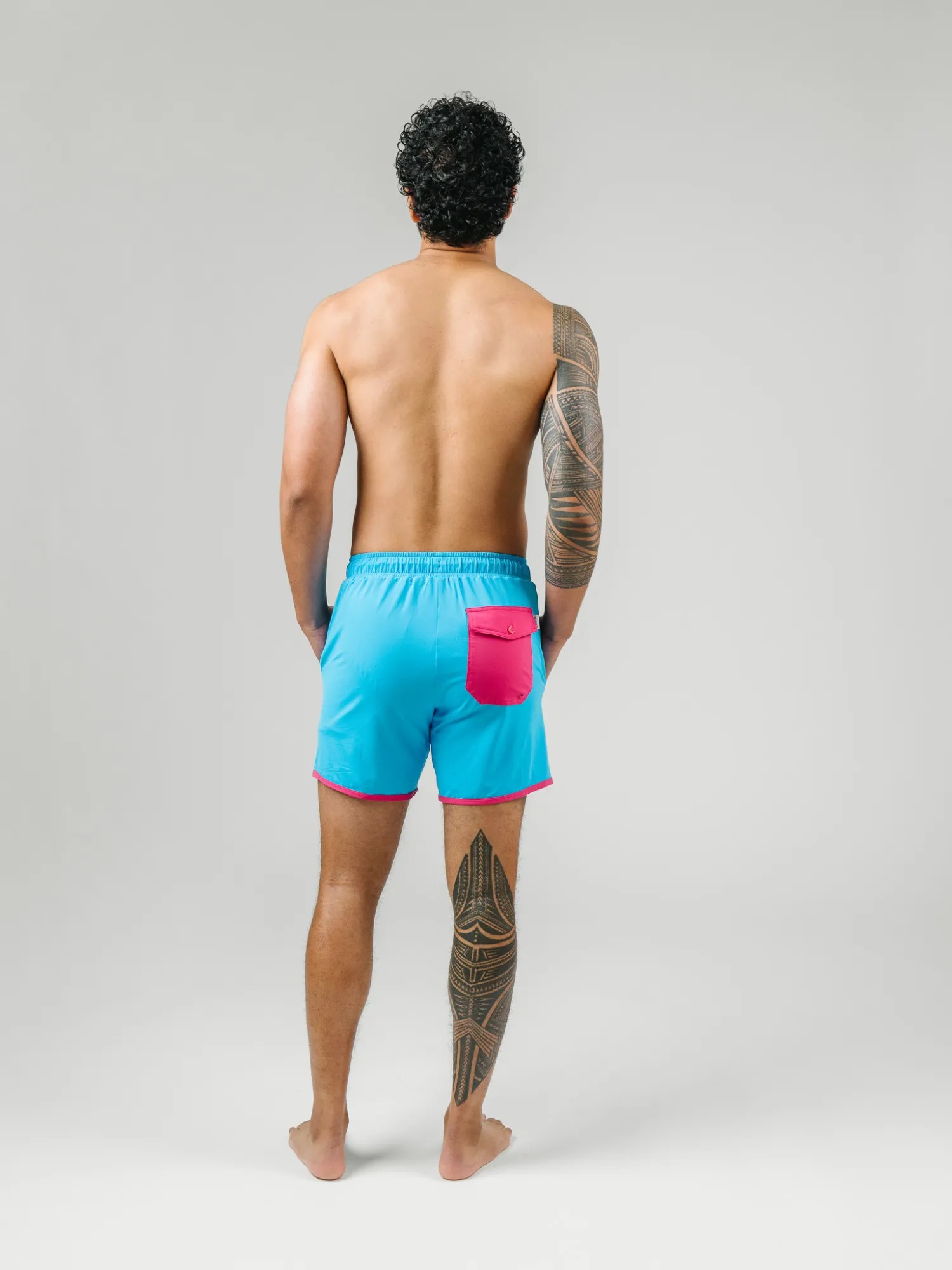 Navalora Men's Miami Vibes Blue and Pink Swim Shorts