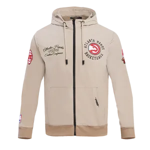 NBA ATLANTA HAWKS HYBRID WOVEN MEN'S FZ PO HOODIE (KHAKI)