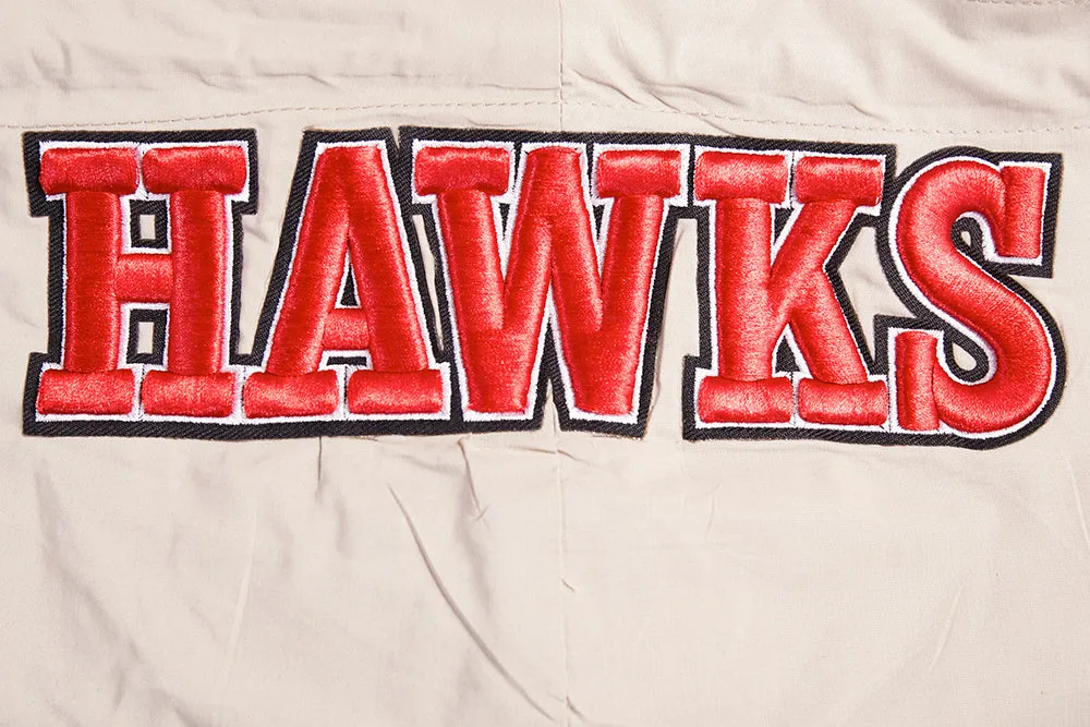 NBA ATLANTA HAWKS HYBRID WOVEN MEN'S FZ PO HOODIE (KHAKI)