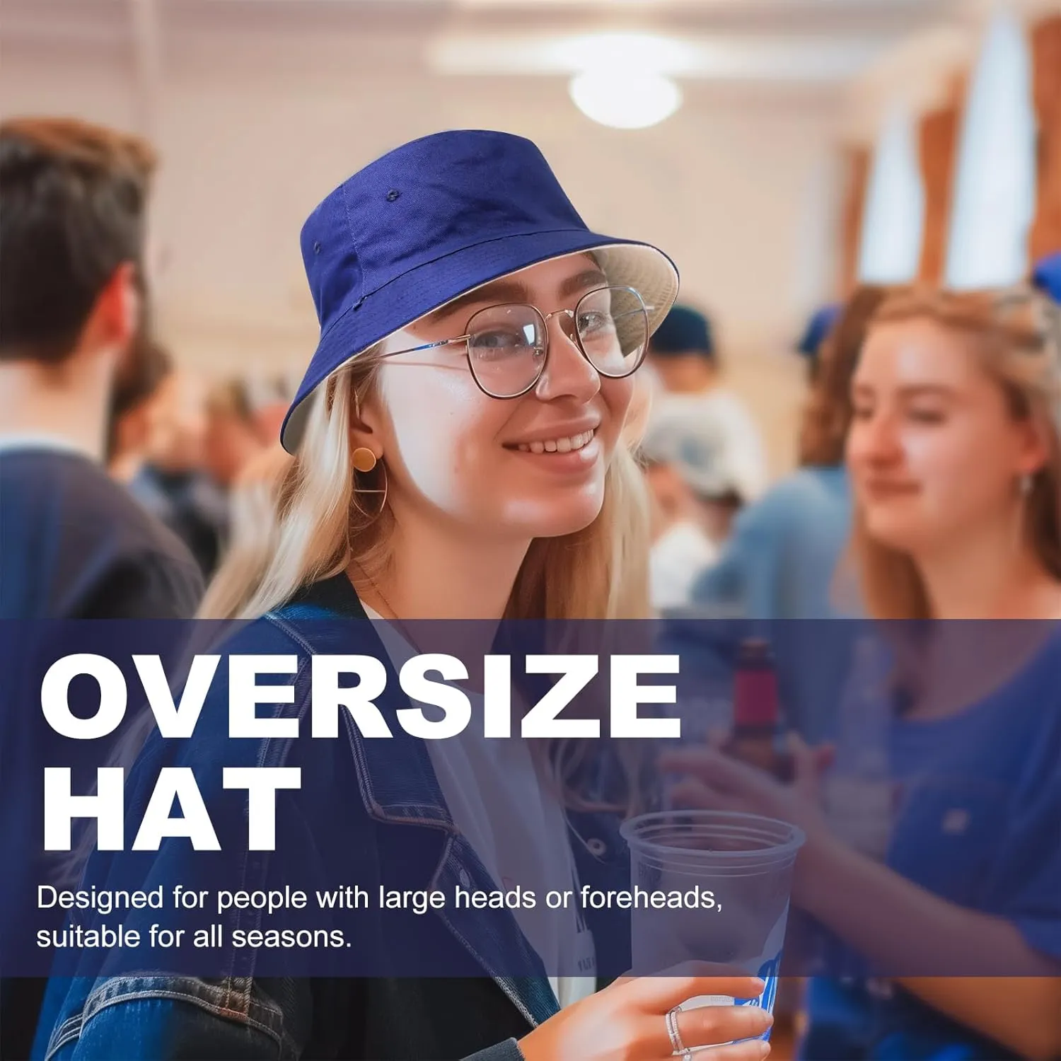 Oversize XXL Bucket Hat, Reversible Cotton Fisherman Hats, Unisex Trendy Double Side Wear Summer Bucket Sun Hats