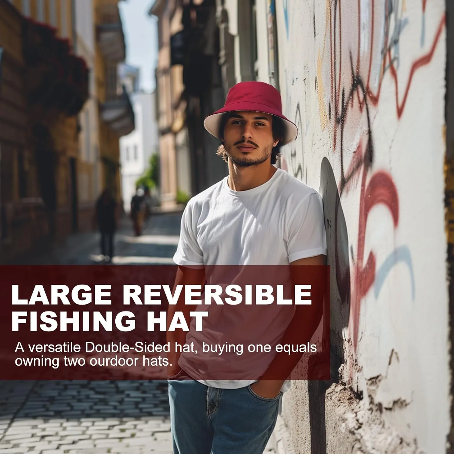 Oversize XXL Bucket Hat, Reversible Cotton Fisherman Hats, Unisex Trendy Double Side Wear Summer Bucket Sun Hats