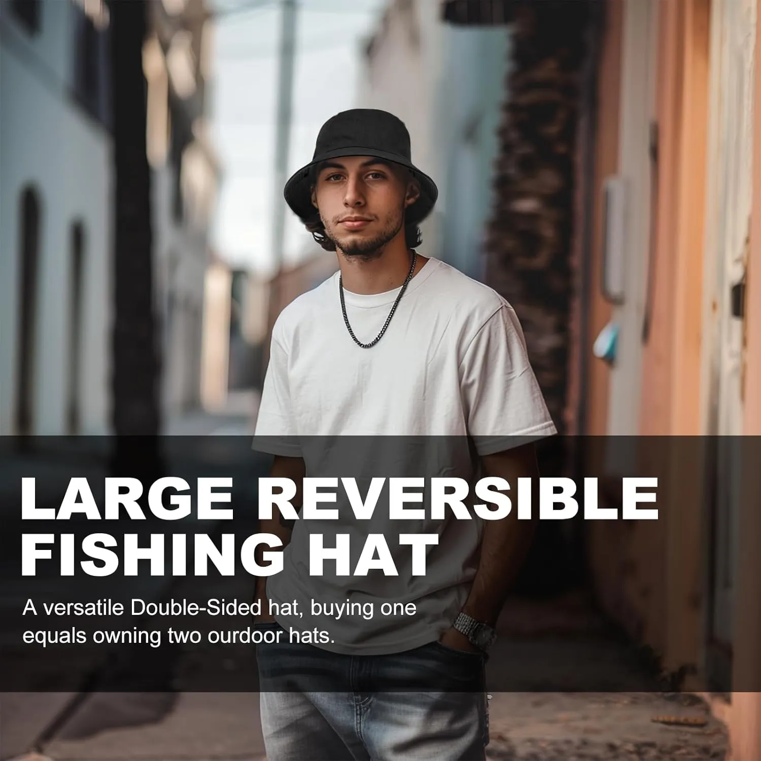 Oversize XXL Bucket Hat, Reversible Cotton Fisherman Hats, Unisex Trendy Double Side Wear Summer Bucket Sun Hats