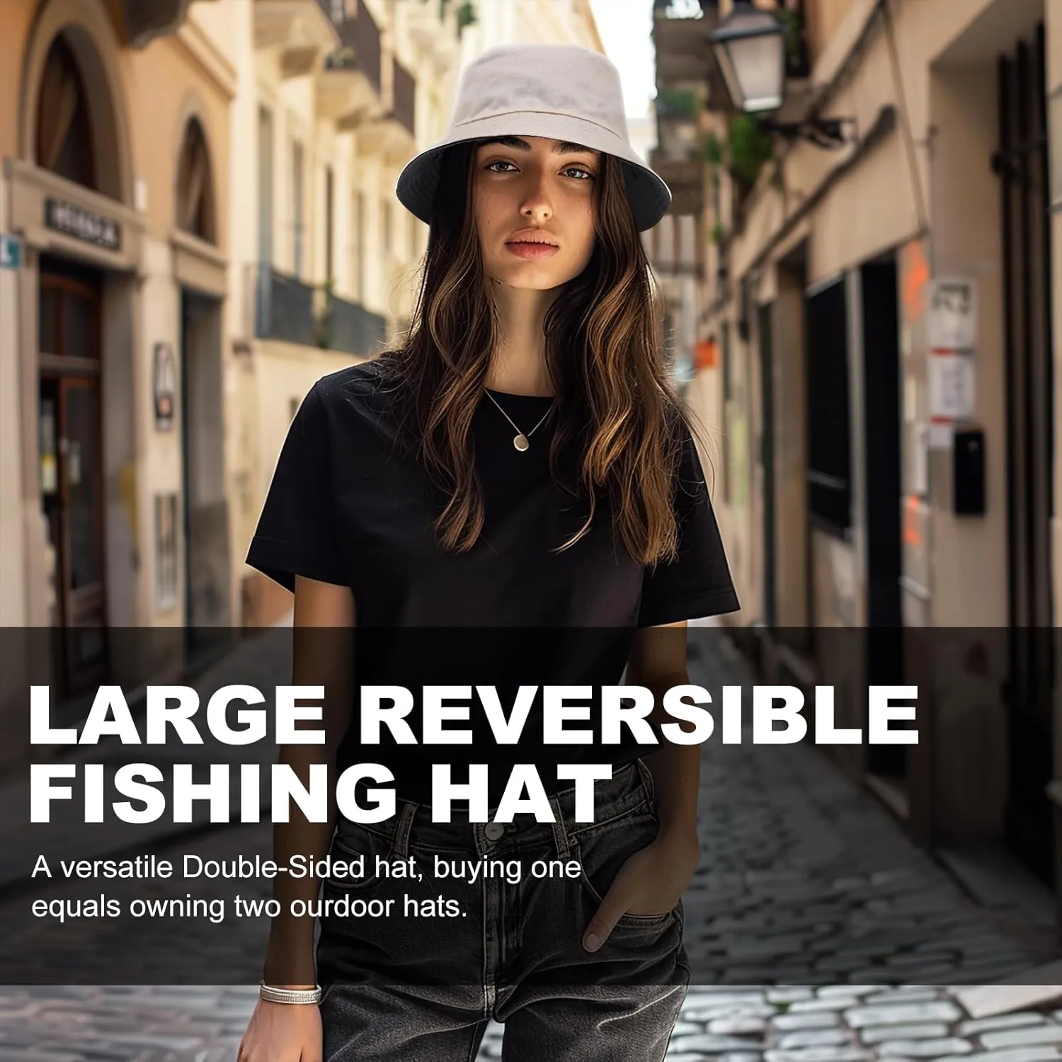 Oversize XXL Bucket Hat, Reversible Cotton Fisherman Hats, Unisex Trendy Double Side Wear Summer Bucket Sun Hats