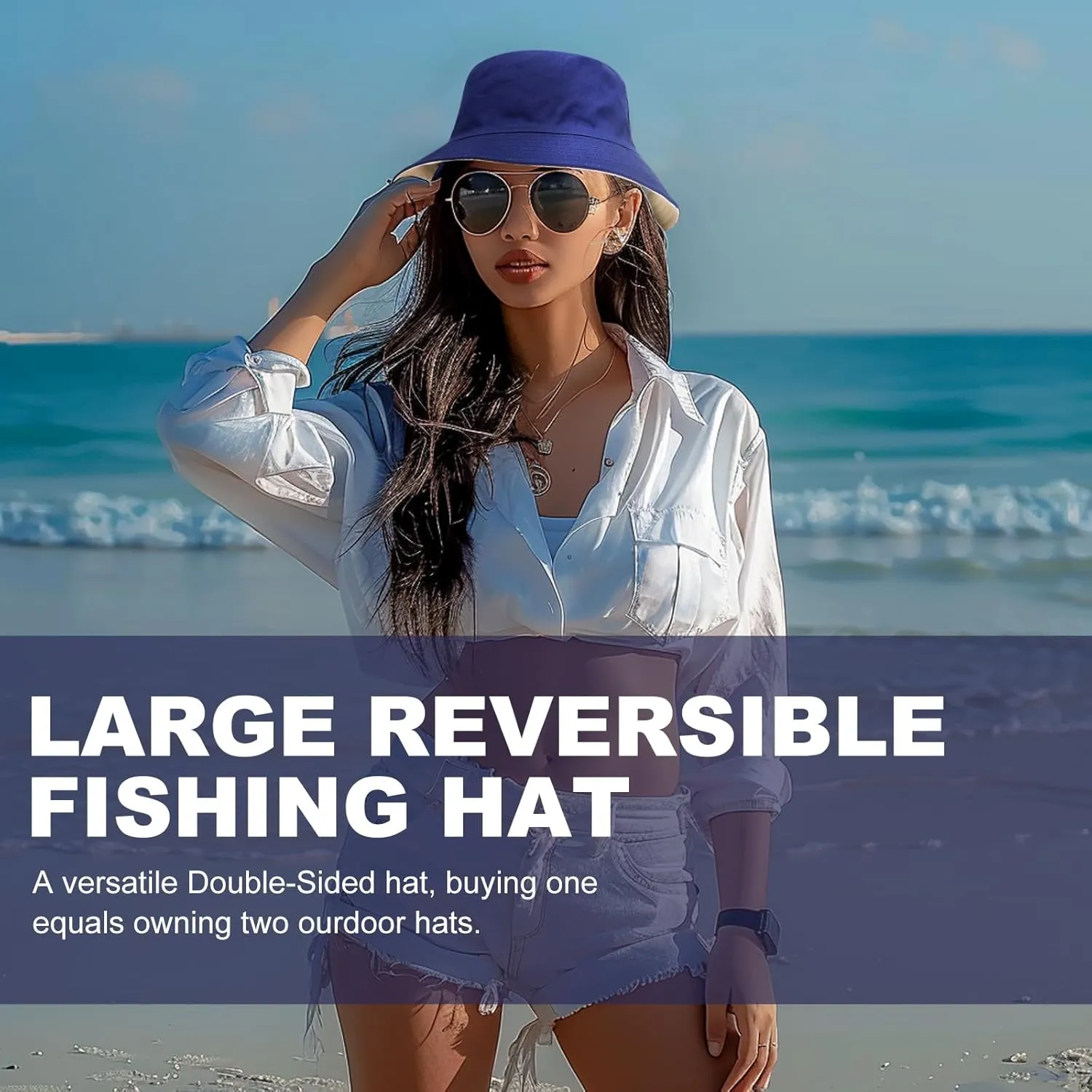 Oversize XXL Bucket Hat, Reversible Cotton Fisherman Hats, Unisex Trendy Double Side Wear Summer Bucket Sun Hats