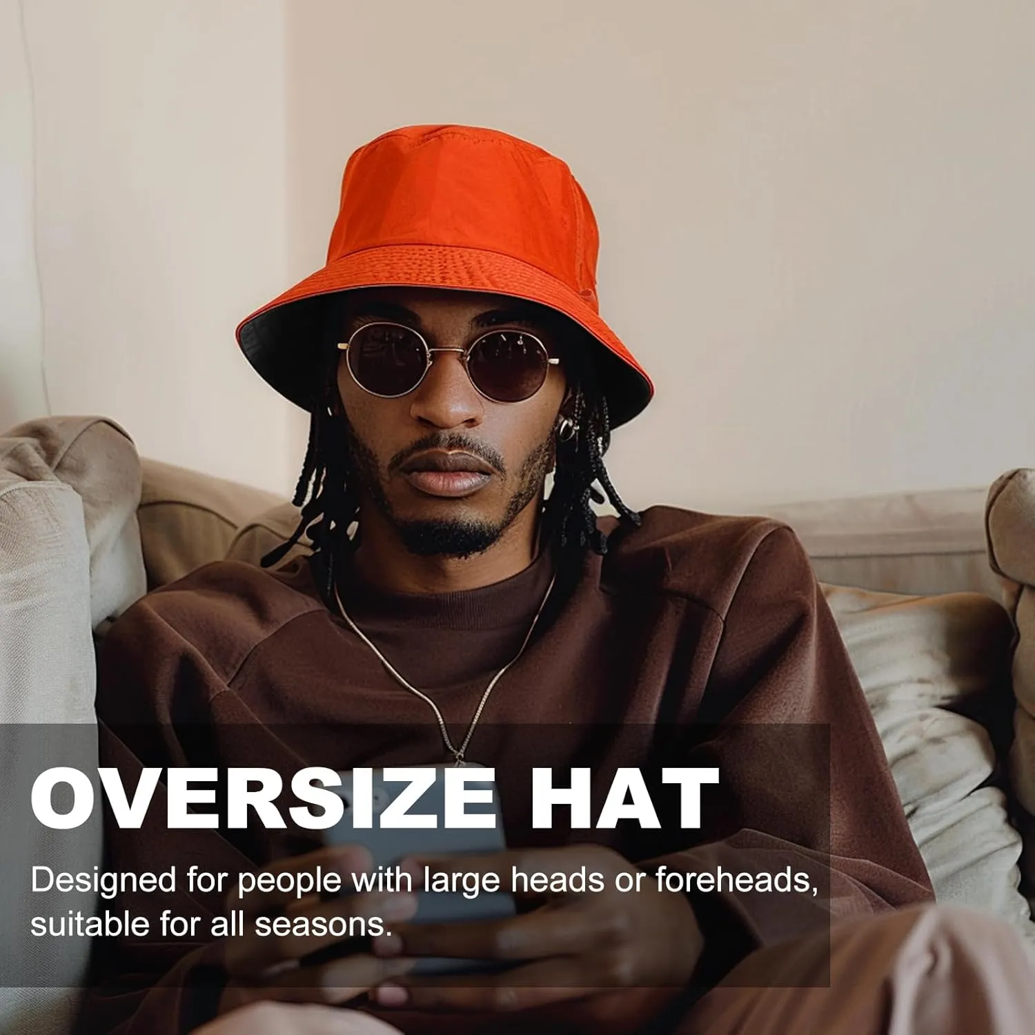 Oversize XXL Bucket Hat, Reversible Cotton Fisherman Hats, Unisex Trendy Double Side Wear Summer Bucket Sun Hats