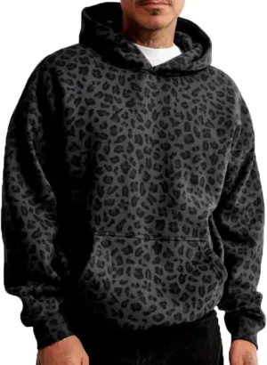 Oversized Cheetah Hoodie Vintage Sweatshirts Trendy Leopard Graphic Hoodies Streetwear For Men