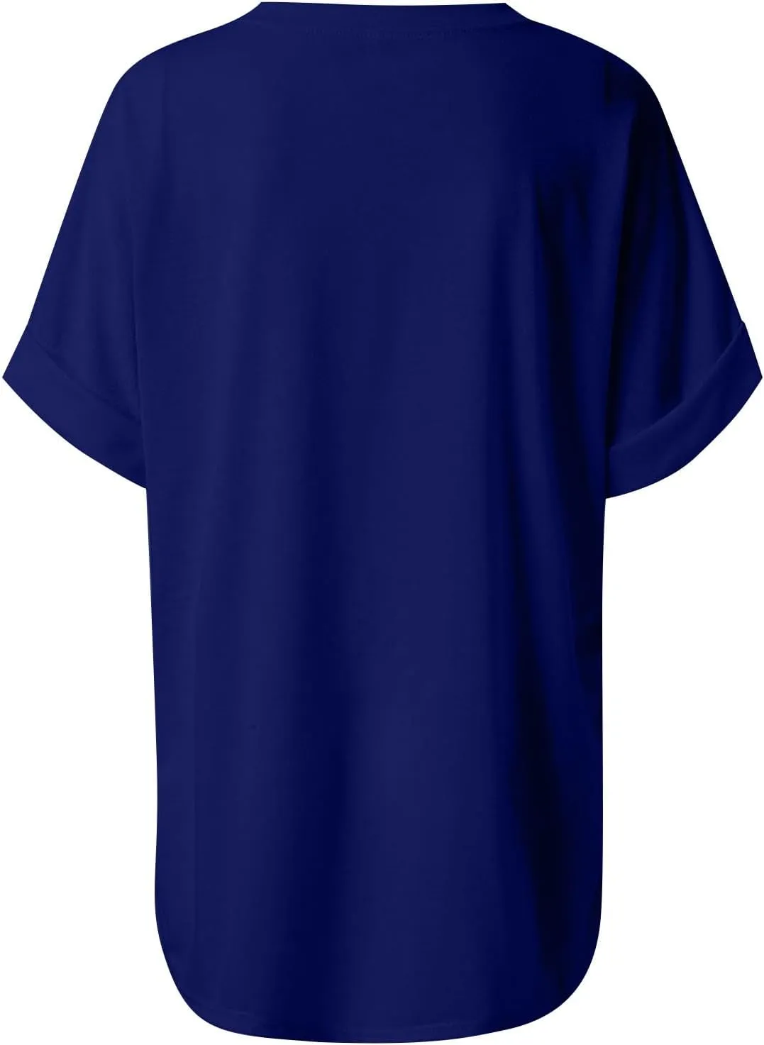 Oversized Shirts for Women V Neck Rolled Short Sleeve Shirts Loose Fit Summer Tops Casual Workout Shirts Tunic Tops