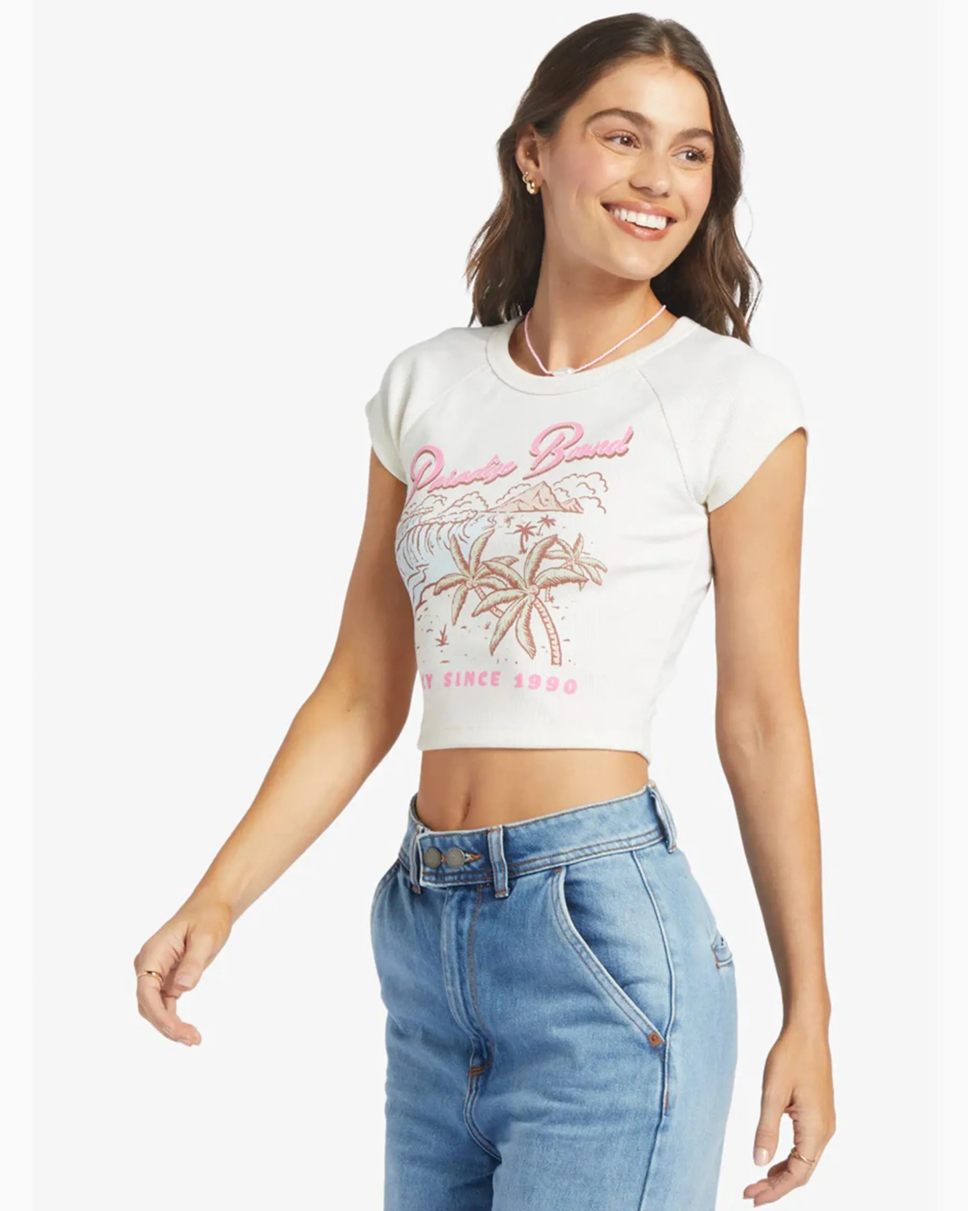 Paradise Bound Crop Ribbed T-Shirt