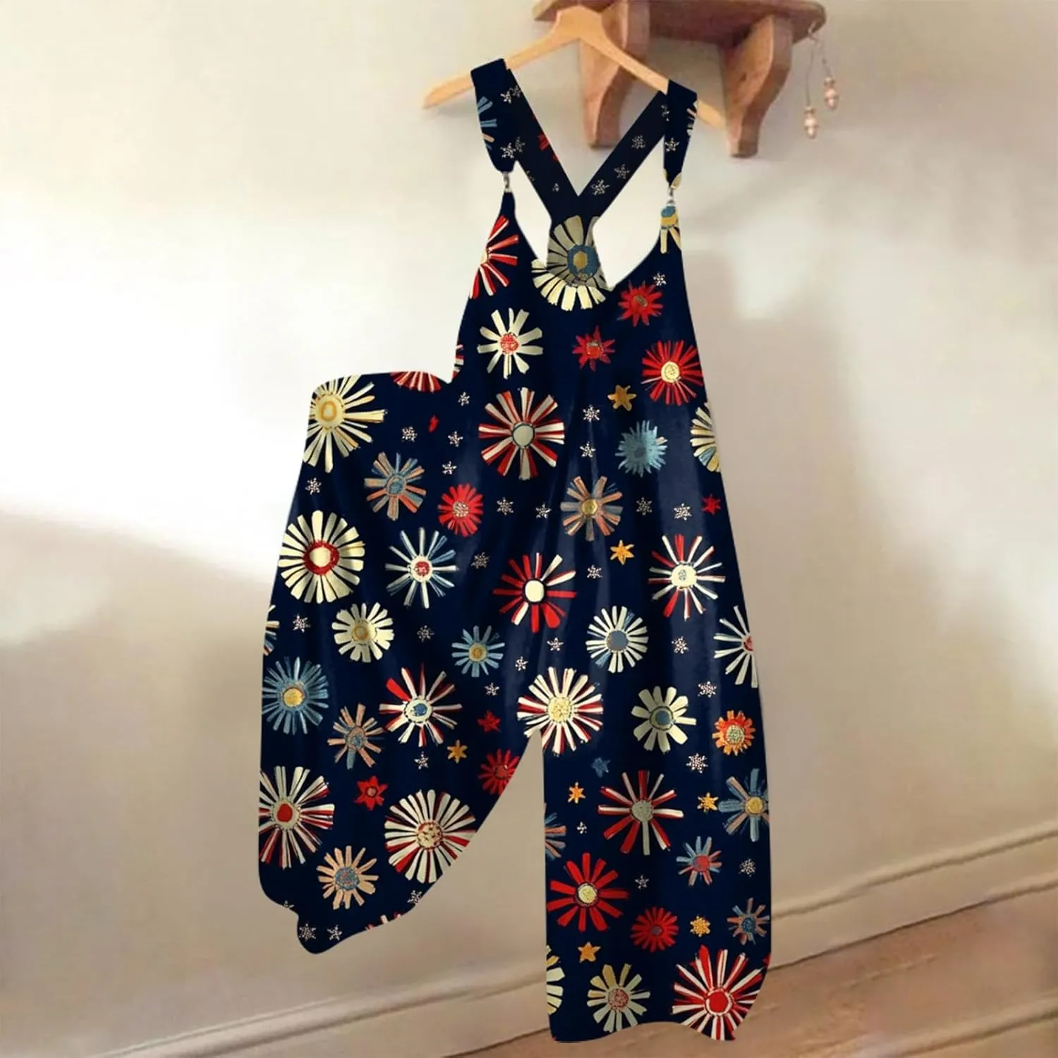 Patriotic Rompers for Women, 4th of July Fashion Casual Loose Womens Jumpsuit