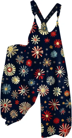 Patriotic Rompers for Women, 4th of July Fashion Casual Loose Womens Jumpsuit
