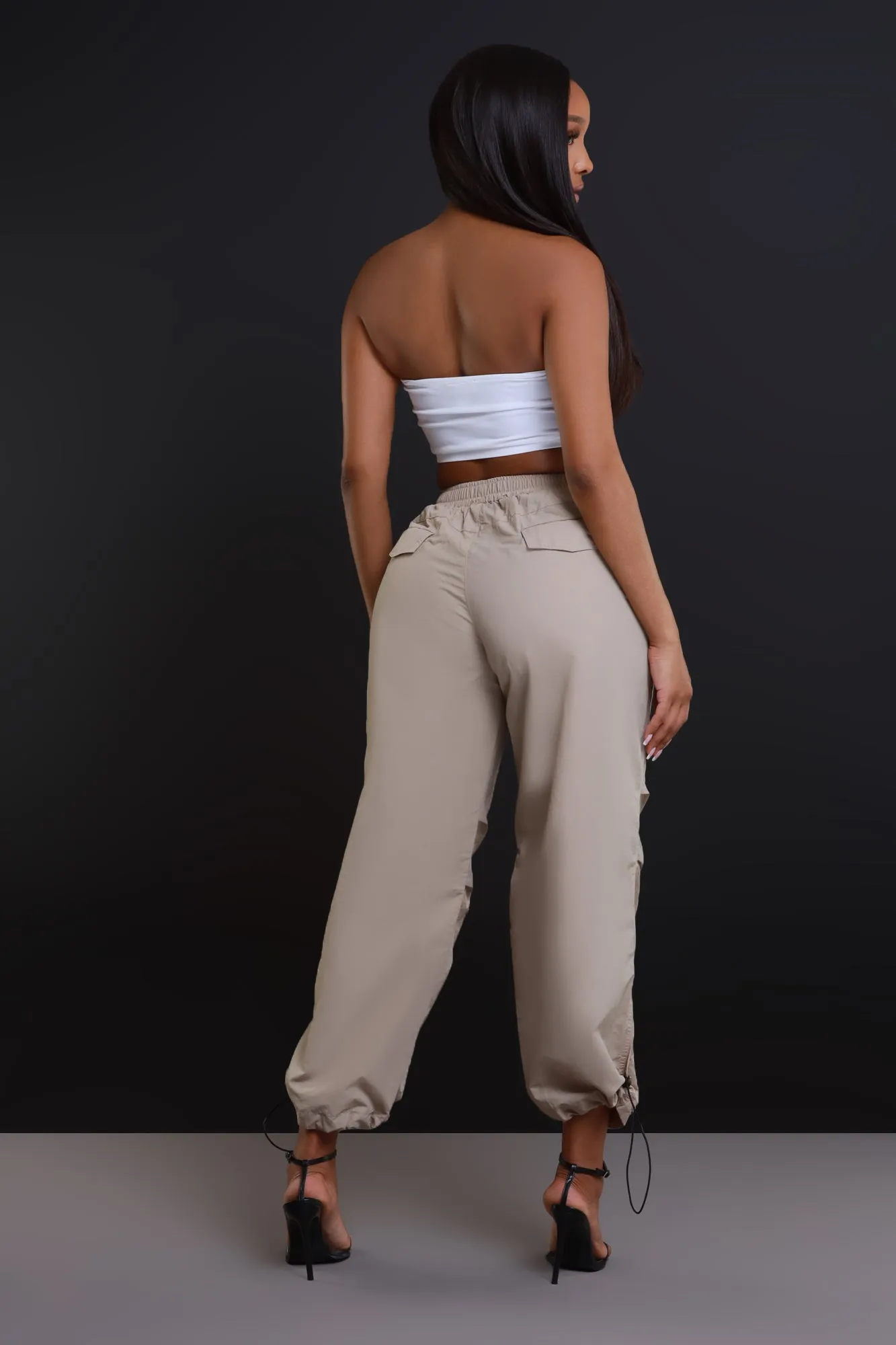 Pay The Fine Contrast Cargo Pants - Beige/Blue