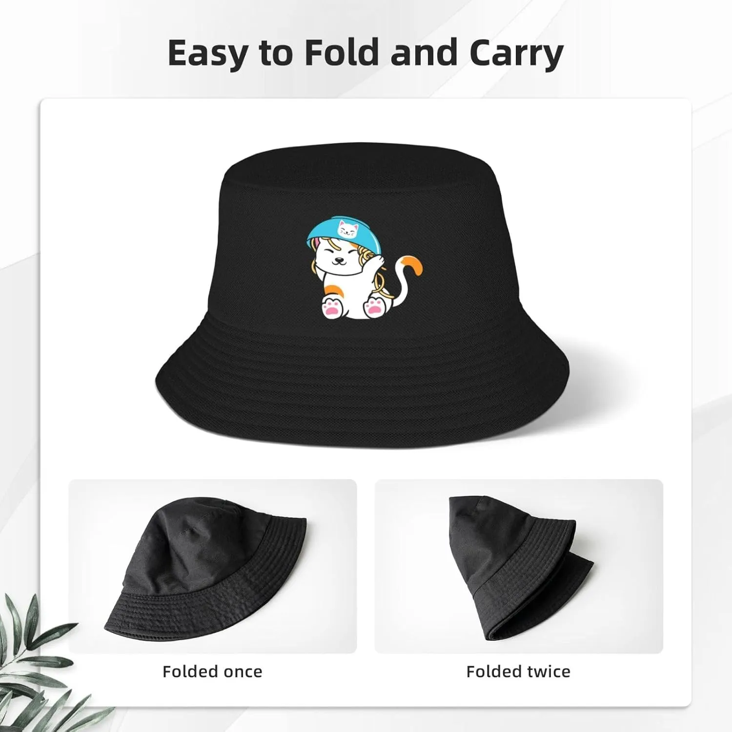 Personal Cat Servant Bucket Hats Fashion Sun Cap Packable Fisherman Hat for Women and Men