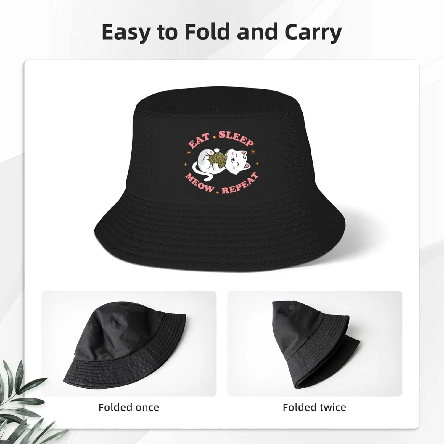 Personal Cat Servant Bucket Hats Fashion Sun Cap Packable Fisherman Hat for Women and Men
