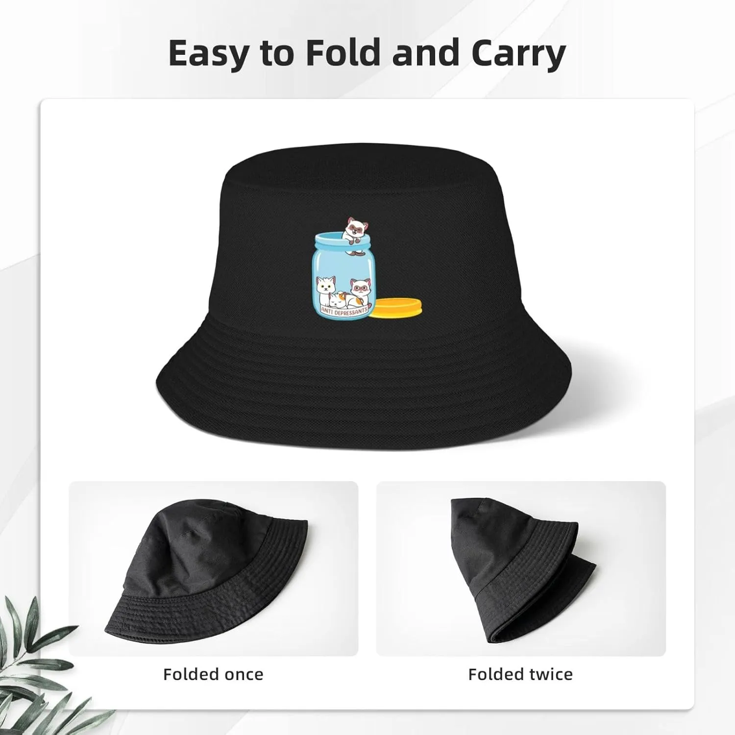 Personal Cat Servant Bucket Hats Fashion Sun Cap Packable Fisherman Hat for Women and Men