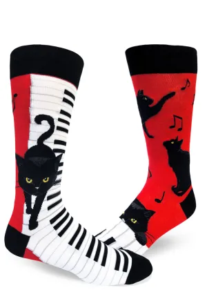 Piano Cat Men's Crew Socks