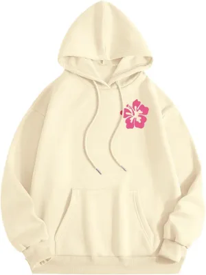 Pink Pom Puff Oversized Hoodie for Teen Girls Long Sleeve Y2K Graphic Hoodies with Pockets 2024 Fall Preppy Sweatshirt zip up hoodie