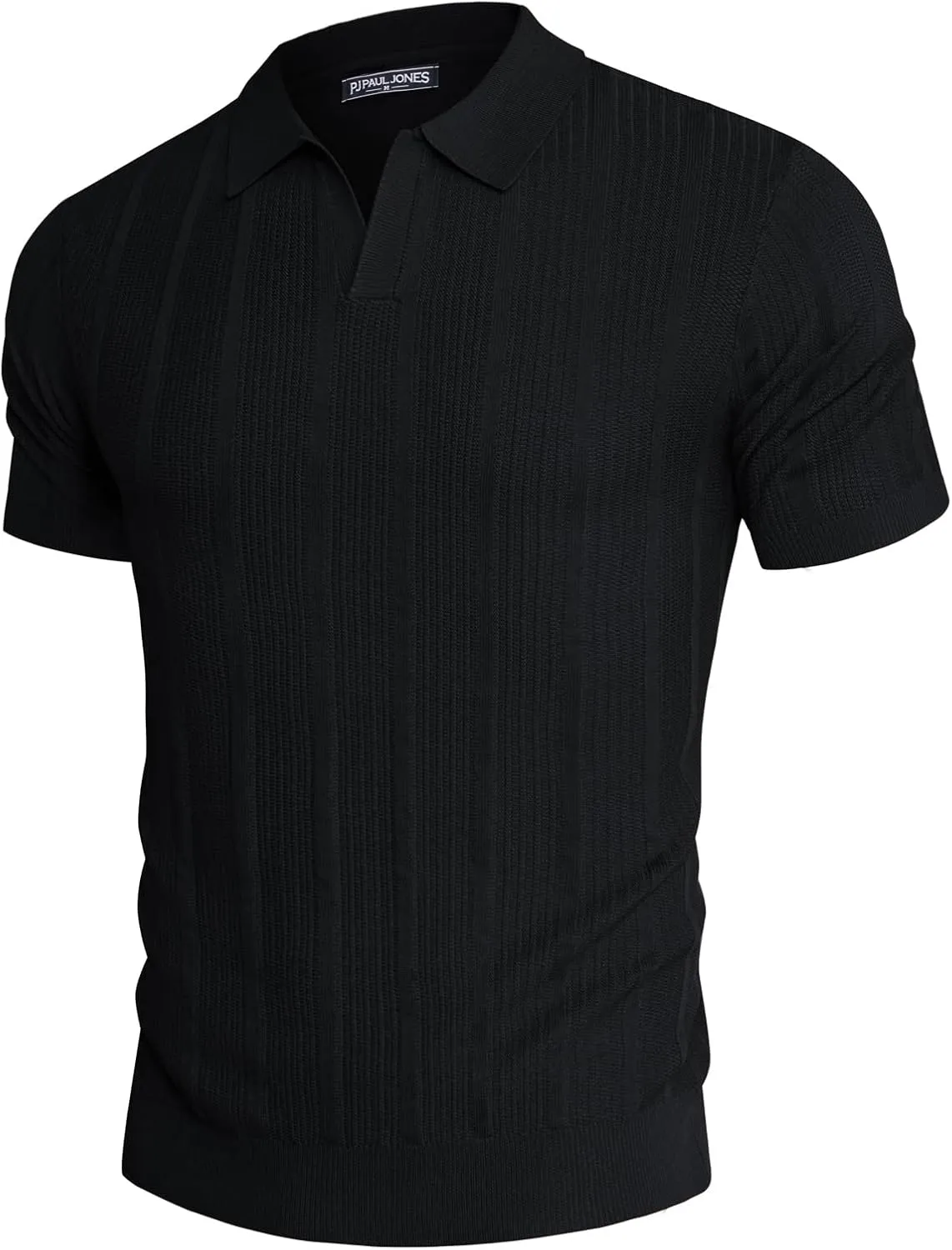 PJ PAUL JONES Mens Polo Shirts Textured Knit V-Neck Summer Shirts