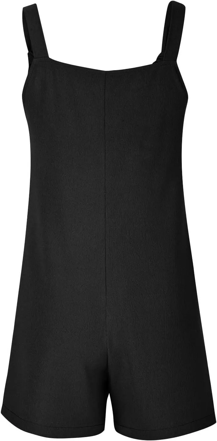 Plus Size Short Rompers for Women Linen Overall Shorts with Pockets Shortalls Adjustable Straps Short Bib Overalls Jumpsuits