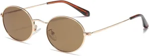 Polarized Round Frame Fashion Sunglasses for Men and Women Outdoor Vacation Sunshade Driving (Color : D, Size : Medium)