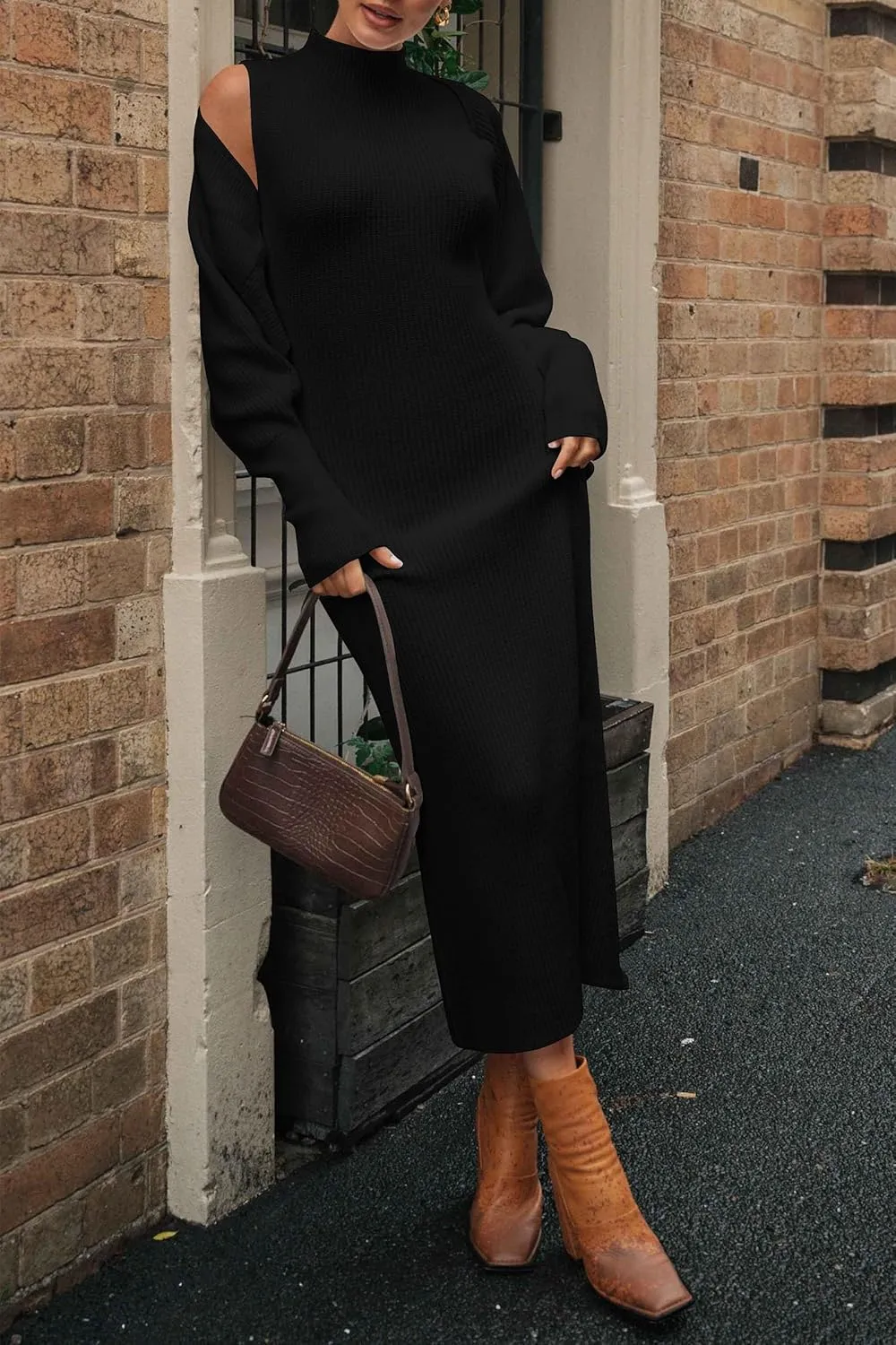 PRETTYGARDEN Womens Fall 2 Piece Outfits Bodycon Maxi Tank Pullover Sweater Dress and Long Sleeve Cropped Cardigan Knit Sets