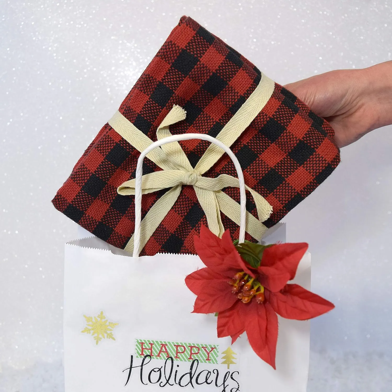Prime Line Packaging White Kraft Paper Gift Bags with Handles for Small Business, Boutique, Retail, Shopping, Birthdays, Favors, Bulk, 8x4x10 100 Pack