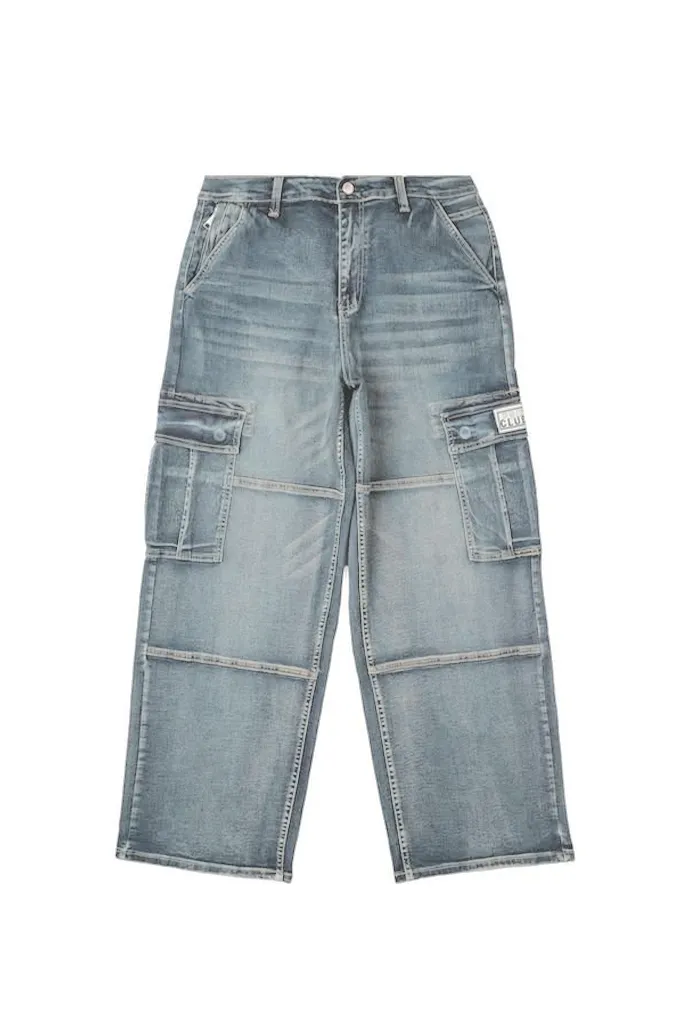 Pro Club Men's Heavyweight Baggy Fit Denim Cargo Pants