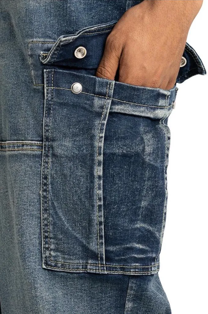 Pro Club Men's Heavyweight Baggy Fit Denim Cargo Pants