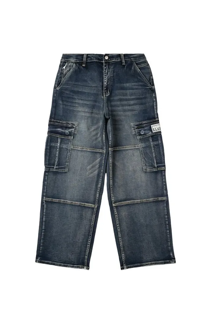Pro Club Men's Heavyweight Baggy Fit Denim Cargo Pants