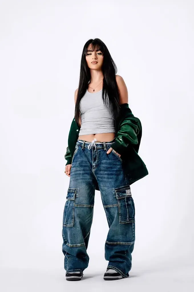 Pro Club Men's Heavyweight Baggy Fit Denim Cargo Pants