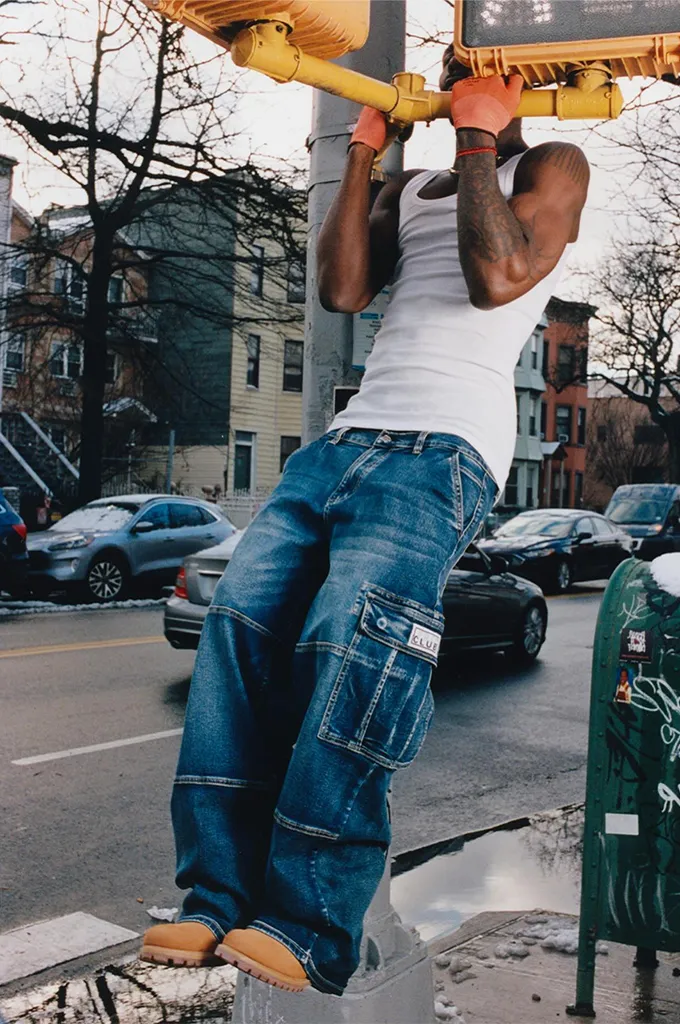 Pro Club Men's Heavyweight Baggy Fit Denim Cargo Pants