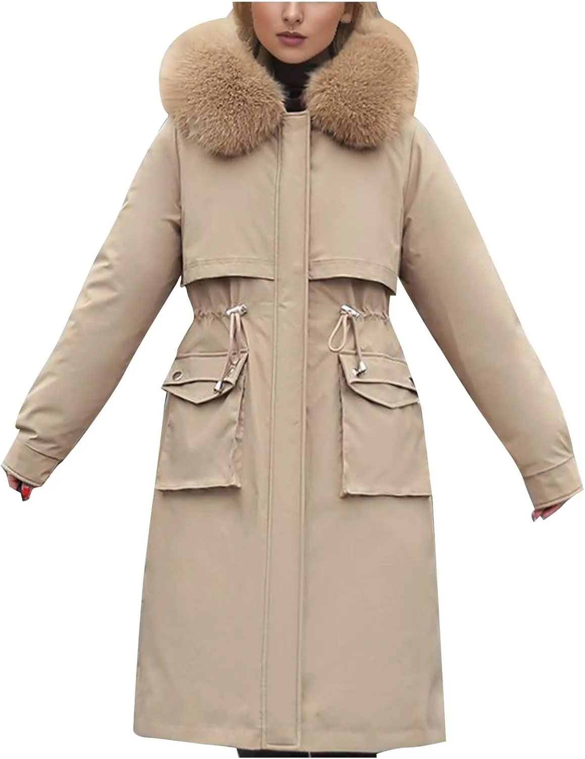 Puffer Jacket Womens Tops Plus Size Zip Up Down Jackets Sherpa Lined Parka Thermal Going Out Winter Hooded Coats