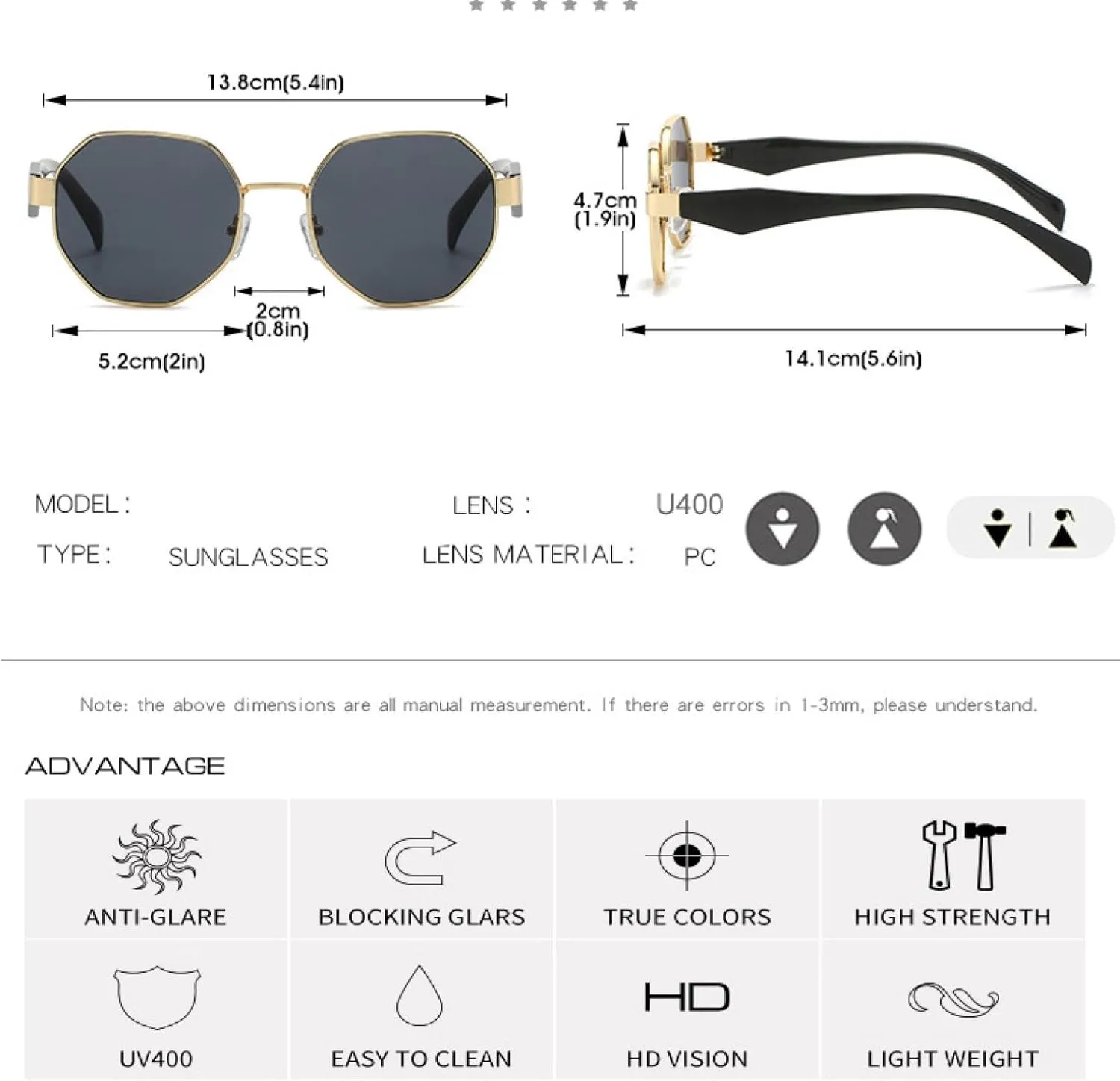 Punk Fashion Sunglasses for Women Men Trends Metal Trending Eyeglasses Outdoor Travel Uv400