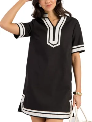 QIBABU Linen Dress for Women Color Block Swimsuit Coverup Casual Shirt Dress with Pockets