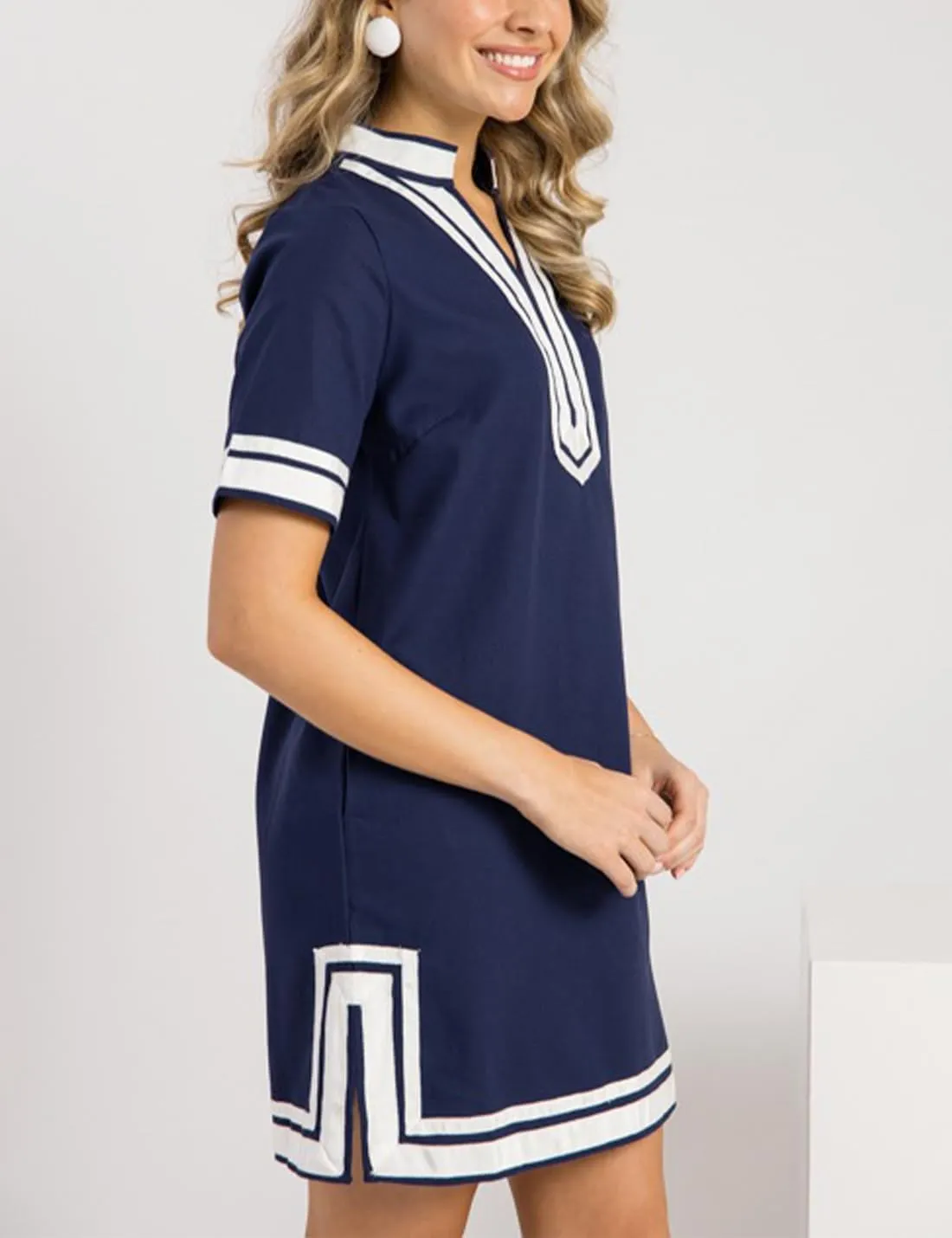 QIBABU Linen Dress for Women Color Block Swimsuit Coverup Casual Shirt Dress with Pockets