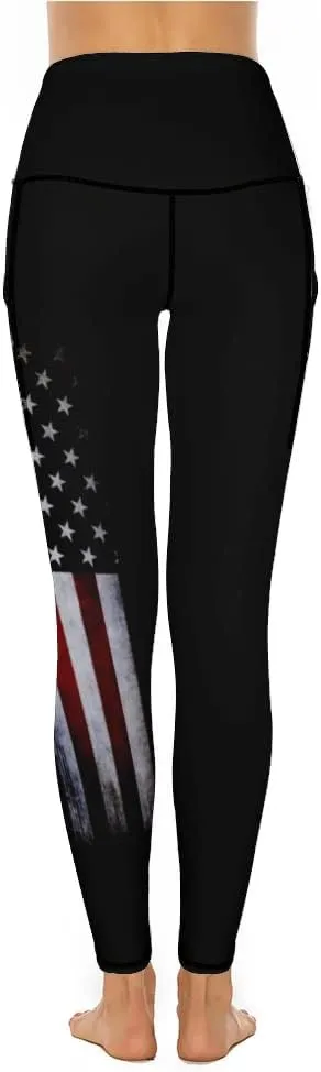 QIVICIMA Womens High Waist Workout Leggings Halloween Christmas Gym Plaid Printed Tummy Control Yoga Pants with Pockets
