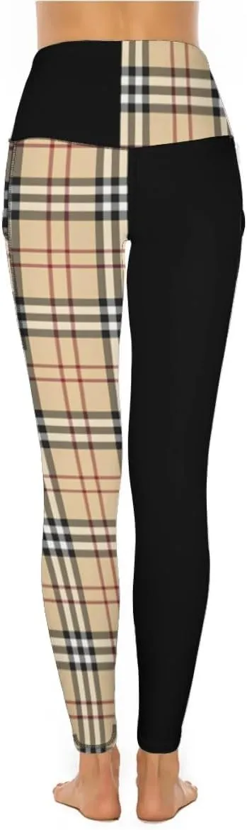 QIVICIMA Womens High Waist Workout Leggings Halloween Christmas Gym Plaid Printed Tummy Control Yoga Pants with Pockets