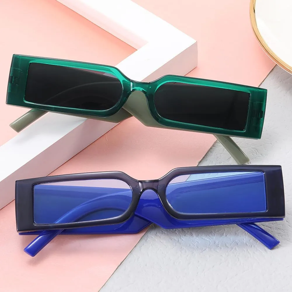 Rectangle Fashion Sunglasses Man Hip Hop Vintage Black Shades Sun Glasses Small Frame Personality UV400 Eyewear