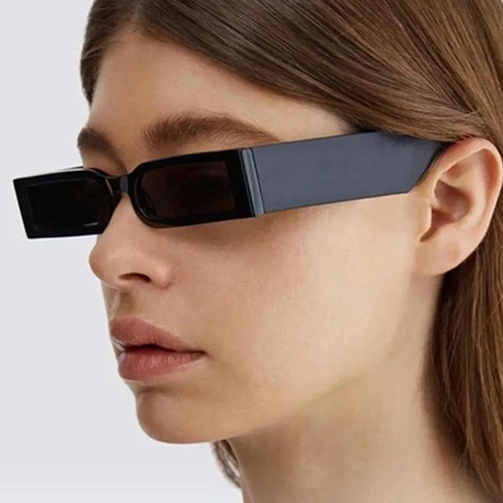Rectangle Fashion Sunglasses Man Hip Hop Vintage Black Shades Sun Glasses Small Frame Personality UV400 Eyewear