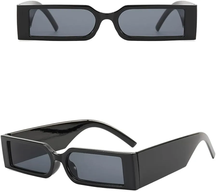 Rectangle Fashion Sunglasses Man Hip Hop Vintage Black Shades Sun Glasses Small Frame Personality UV400 Eyewear