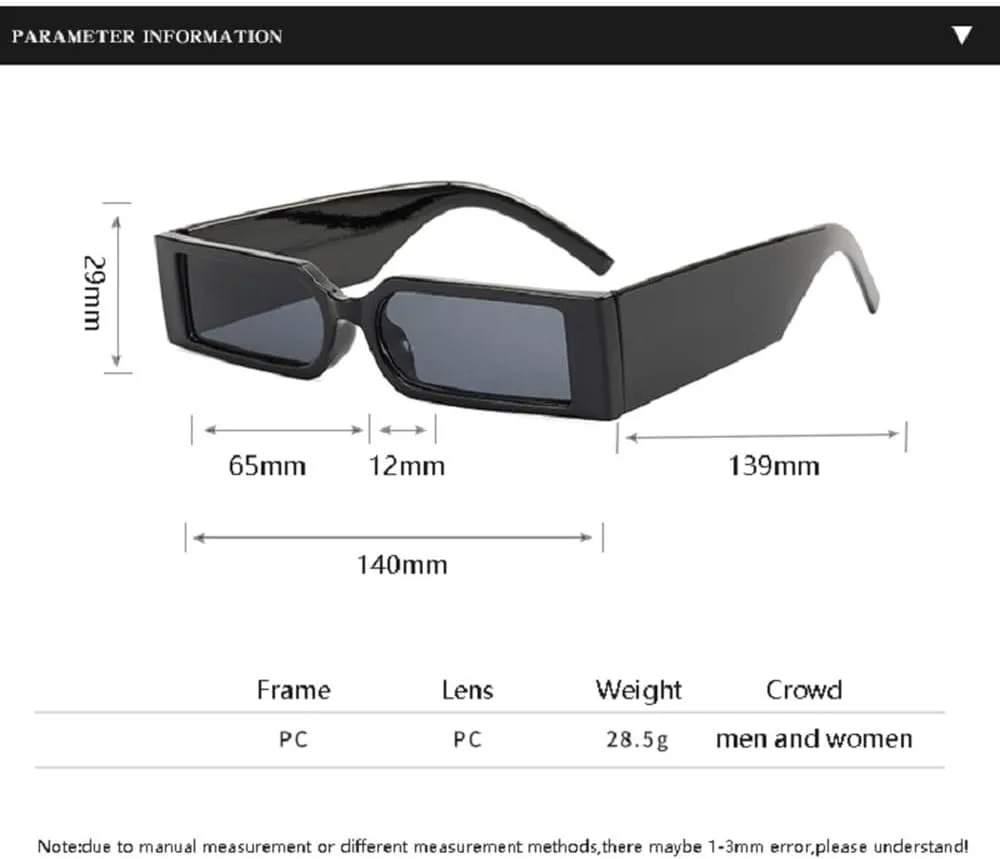 Rectangle Fashion Sunglasses Man Hip Hop Vintage Black Shades Sun Glasses Small Frame Personality UV400 Eyewear