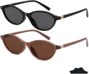 Retro Oval Sunglasses for Women Vintage Cat Eye Y2K