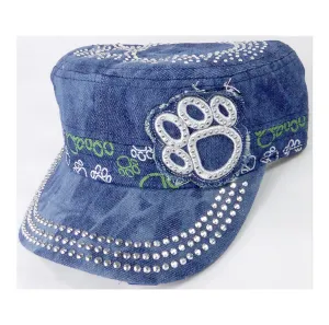 Rhinestone Cadet Cap - Classic Paw - Splash Dark Denim