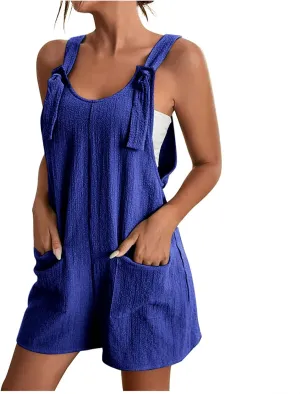 Rompers for Women Summer Short Jumpsuits Overalls Dressy Casual Sleeveless Boho Suspenders Jumpsuit with Pocket