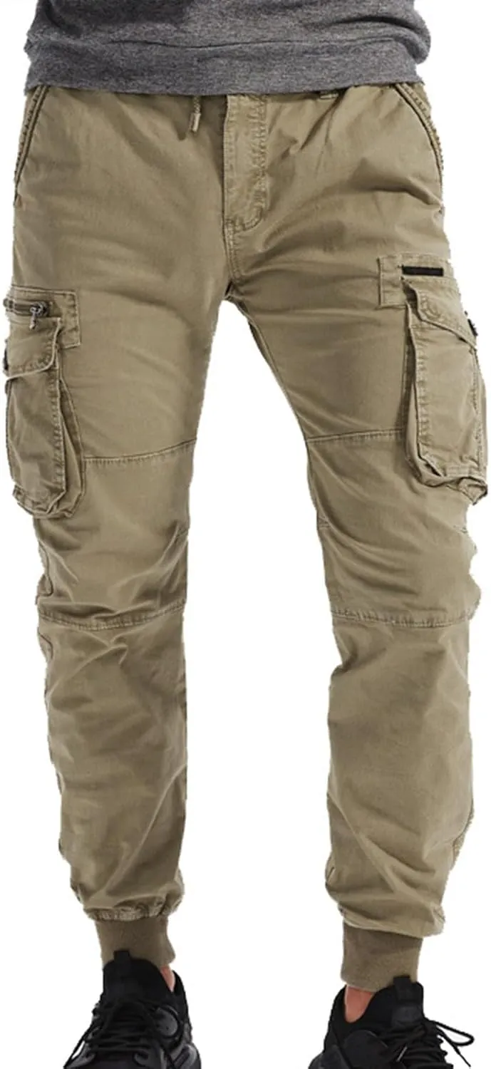 RTRDE Men's Cargo Work Pants Casual Jogger Pants Hiking Work with Multi Pockets Pants, 29-40