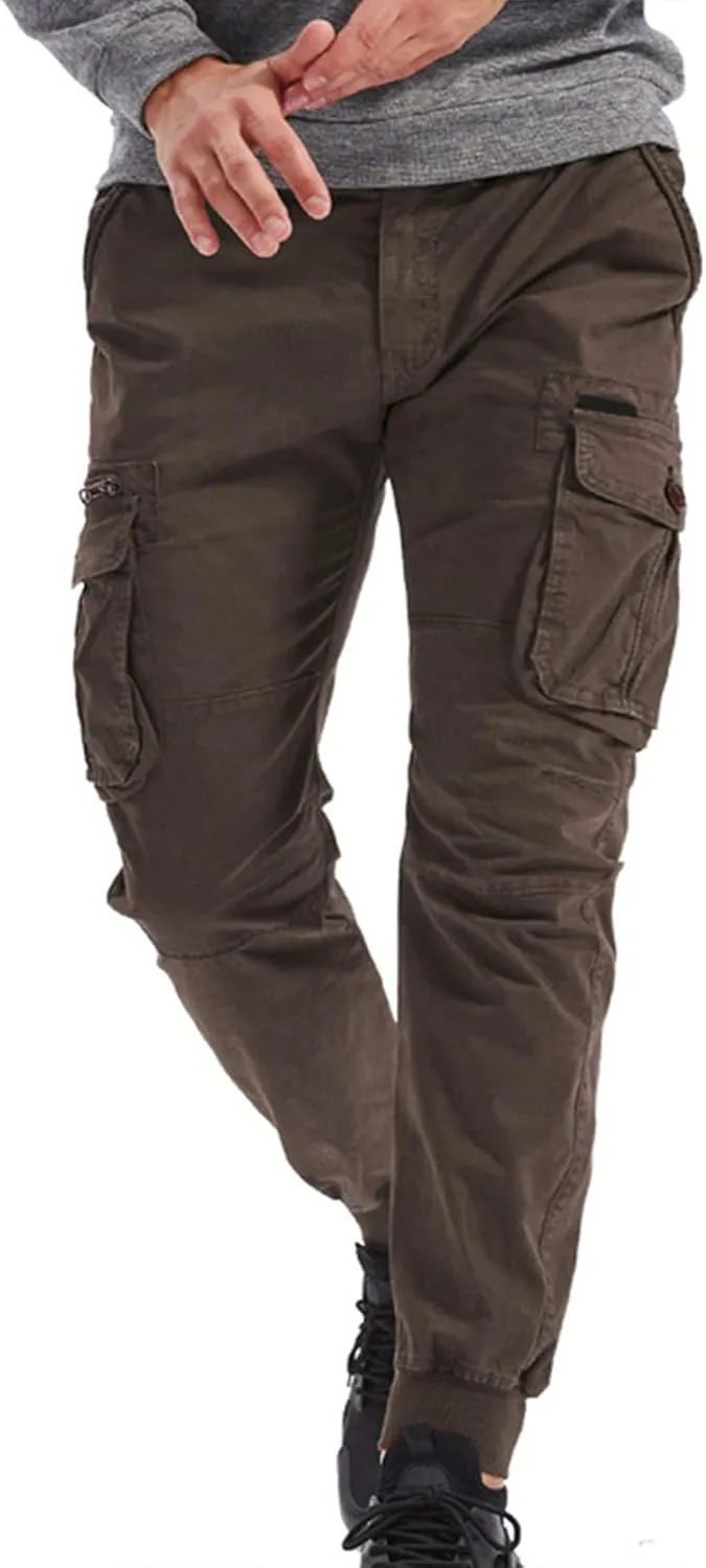 RTRDE Men's Cargo Work Pants Casual Jogger Pants Hiking Work with Multi Pockets Pants, 29-40