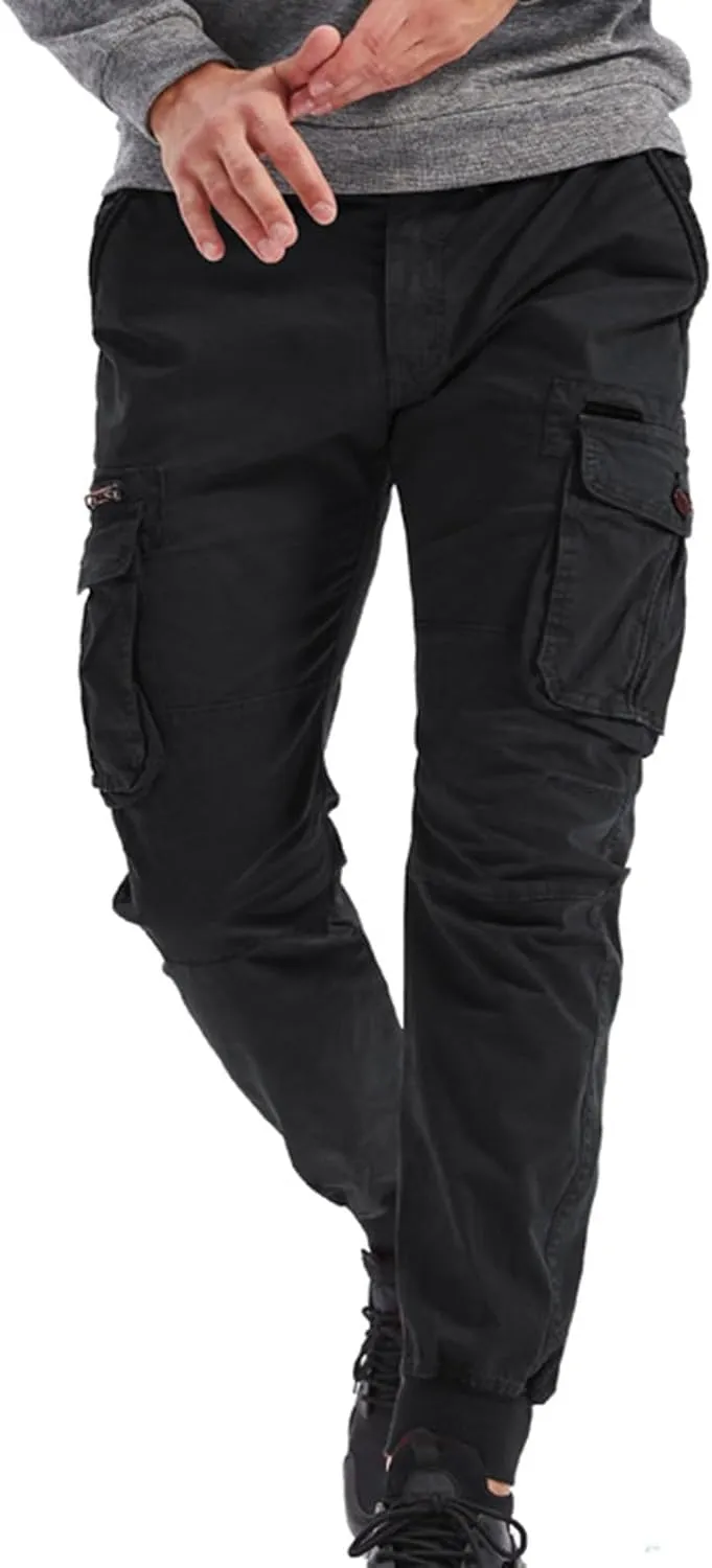 RTRDE Men's Cargo Work Pants Casual Jogger Pants Hiking Work with Multi Pockets Pants, 29-40